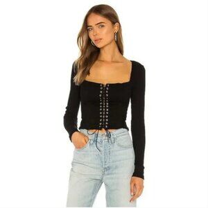 I AM GIA Revolve Black Portia Bustier Lace Up Corset Whimsigoth Top Size Small